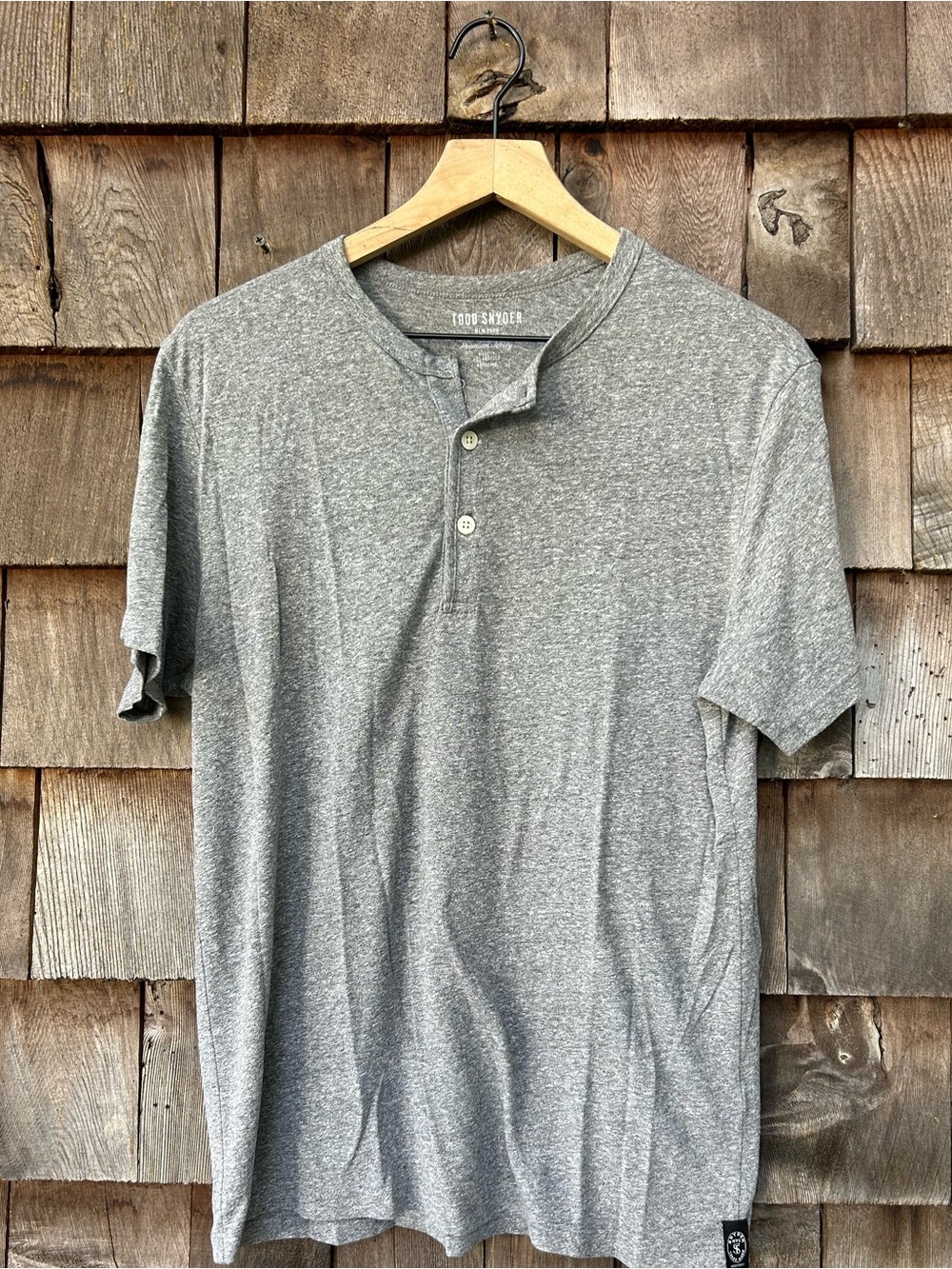 Todd Snyder Short Sleeve Heather Grey Henley Tee